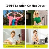JISULIFE Handheld Fan Life7 â Ultimate Flexibility: High-Power Motor, LED Display, 19.5 Hrs Cooling, 5000mAh Rechargeable, 5-Speed, Foldable Design, 3-IN-1 Portable Fan for Travel Cruise Beach(Bl