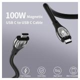 100W Magnetic Charging Cable,Magnetic Right Angle USB C Cable,480Mbps Data Transfer,5A Fast Charging,Compatible with USB C Device (4, Black 5a, 100W)