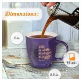 Christian Art Gifts Purple Sunflower Ceramic Coffee Mug â 14 oz. Microwave & Dishwasher-safe Inspirational Scripture Coffee and Tea Mug for Women with Bible Verse: Strength & Dignity â Prove