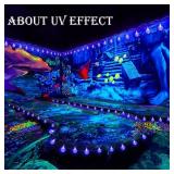 OMIKA 15FT 30 LED Black Light Battery Operated, UV Black Christmas Lights String, Twinkle Fairy Lights with Remote, Blacklight for Halloween Bedroom Glow Party Body Paint Fluorescent Tapestry Decor