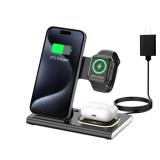 3 in 1 Charging Station for iPhone 17 - Wireless Charger for Apple Devices for iPhone 17 16 15 14 13 12 11 Pro Max - Foldable Wireless Charging Station Dock Stand for Apple Watch Series & AirPods