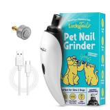 LuckyTail Pet Nail Grinder for Dogs and Cats - Super Quiet and Low Vibration Electric Dog Nail Grinder with 2 LED Lights - USB Rechargeable and Cordless - 2 Speeds - Small to Large Pets