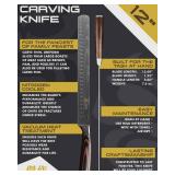 KESSAKU Carving Knife - 12 inch - Samurai Series - Razor Sharp - Granton Edge - Forged 7Cr17MoV High Carbon Stainless Steel - Wood Handle with Blade Guard