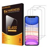 Qularlans 3 Pack Screen Protector for iPhone 11/XR 6.1 Inch, 9H Hardness Shock Resistant Tempered Glass HD Ultra Clear