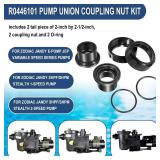 2 Set R0446101 Pump Union Coupling Nut Kit with Tail Piece and O-Ring Replacement Fitting Parts Fit for Zodiac Jandy E-Pump Variable Speed Pump JEP and Stealth SHPF SHPM Series Pool Pumps
