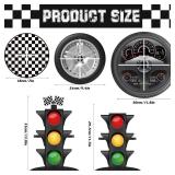 3-Tier Race Car Theme Cupcake Stand Racing Birthday Party Decoration Round Cardboard Cupcake Stand for Cars Birthday Decorations Race Car Party Supplies
