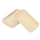 PATIKIL 4 Pack Wheat Plates, 9\"x6\" Rectangular Plastic Dinner Plates Reusable Wheat Plates Unbreakable Dessert Plates Trays for Dinner Cake Fruits Salad Cupcake Steak, Beige