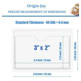 Origin-Joy Self-Adhesive Index Label Pockets, Clear Plastic Peel & Stick Card Holders with Top Open for Loading (3 x 2 inch)