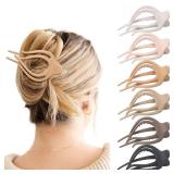 French Concord Hair Clips Claw - Side Slid Flat Hair Clips for Volume Strong Hold No Slip Grip Hair Claw Clips for Women Girls Thick Thin Hair (Matte Curved(Medium,4 inches))
