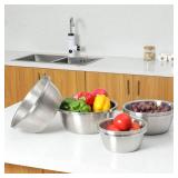 304 Stainless Steel Microporous Colander, 3.5QT Large Capacity with Mixing Bowl For washing vegetables fruit and rice and for draining cooked pasta(2PC)