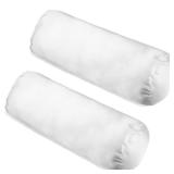 Tatuo 2 Pieces White Cervical Round Pillow Cover for Neck Roll Pillow Cervical Neck Roll Memory Cylinder Round Cushion(Artificial Silk,13 x 5 Inch)