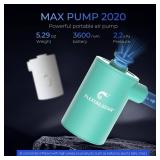 FLEXTAILGEAR MAX Pump Portable Air Pump with 3600mAH Battery USB Rechargeable Air Pump-Quick Inflate Deflate for Sleeping Pads, Air Mattress, Pool Toys, Floats, Swimming Ring, Air Bed (Green)