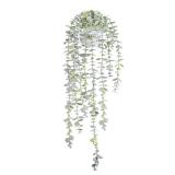 BACAMA Decorative Hanging Plants for Shelf, Faux Ivy Eucalyptus Vine, Fake Greenery in White Bigger Pot (Light Green, 1PCS)