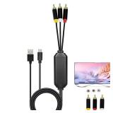 ECDREAM USB C to RCA Cable Adapter, 6Ft Type-C to RCA Cable with USB A(Charging),USB C Male to 3 RCA Male,Suitable for TV, Monitor, Speaker