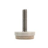 Shepherd Hardware 4 Pack 1\" Threaded Felt Furniture Glides - 1/4\" Stem Adjustable Leveling Feet for Wood, Tile & Laminate Floors - Tan (Includes Threaded Inserts)