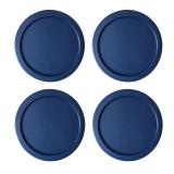 Replacement Lids for Pyrex 2-Cup Glass Food Storage Container Bowls, 5-Inch Plastic Round Lids Covers fits Pyrex 7200-PC, Airtight & Leakproof (4-Pack, Blue)