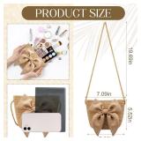 Aliceset 5.52\" x 7.09\" Small 2025 Straw Bags for Women Bow Summer Crossbody Shoulder Bags with Big Bow Pocketbook for Women Summer Beach Parties Wedding Travel