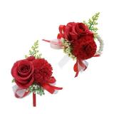 YESKY Wrist Corsage and Boutonniere Set for Bride Groom Bridesmaids Groomsmen Wedding Homecoming Flowers Prom Suit Accessories, Rose Boutonniere and Corsage Wristlet Flower