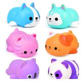 Cat Squishies Stress Balls for Adults Kids: 6PCS Jumbo Animal Squishies Slow Rising Fidget Sensory Toys Classroom Prizes Party Favors Valentines Gifts Easter Goodie Bags Christmas Stocking Stuffers