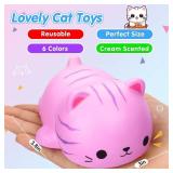Cat Squishies Stress Balls for Adults Kids: 6PCS Jumbo Animal Squishies Slow Rising Fidget Sensory Toys Classroom Prizes Party Favors Valentines Gifts Easter Goodie Bags Christmas Stocking Stuffers
