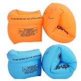 2-4 Pack Arm Floaties Swimming Rings for Kids Children Adults, Pool Floats Arm Bands, Inflatable Swim Rings, PVC Arm Bands Floater Sleeves for Toddlers Children 3-5-6-12 Years (Orange+Blue)