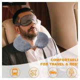 Far win Travel Pillow,100% Pure Memory Foam U Shaped Neck Pillow,Super Lightweight Portable Headrest Great for Airplane Chair, Car,Home,Office,Sleeping Rest Cushion (Grey)