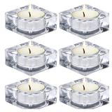 CHOCSTAY Tealight Candle Holder Set of 6, Clear Glass Candle Holder Heat-Resistant Square Holders for Wedding, Party, Home DÃ©cor