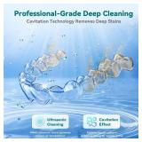 Dental Ultrasonic Retainer Cleaner Machine: 45kHz Dental Cleaning Pod for Denture, Mouth Guard, Night Guard, Aligner, Braces, Toothbrush Head & Jewelry, UV Cleaner with Digital Timer & 4 Modes, White