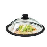 OEC Vented Splatter Guard Microwave Glass Cover with Easy-Grip Handle - 100% Food Grade Tempered Glass & BPA Free Silicone Rim. Compatible with Plates, Bowls and Meal Prep Containers, Dishwasher Safe
