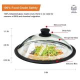 OEC Vented Splatter Guard Microwave Glass Cover with Easy-Grip Handle - 100% Food Grade Tempered Glass & BPA Free Silicone Rim. Compatible with Plates, Bowls and Meal Prep Containers, Dishwasher Safe