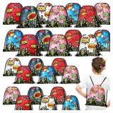 Lothee Hero Party Favor Bags for Birthday Party Decorations Gift Treat Goodie Candy Backpack Boom Wow Pow Drawstring Bag (Hero Style)