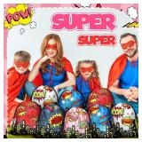 Lothee Hero Party Favor Bags for Birthday Party Decorations Gift Treat Goodie Candy Backpack Boom Wow Pow Drawstring Bag (Hero Style)