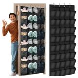 Windyun 40 Over the Door Shoe Organizer Large Breathable Mesh Pockets Hanging Shoe Rack for Closet Black Behind Door Hanger Storage Holder Nonslip Hooks for Women Men Entryway Bedroom Utility Room