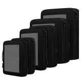 BAGAIL 4 Set/6 Set/8 Set Compression Packing Cubes Travel Accessories Expandable Packing Organizers (Square Mesh, 06-Black)