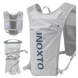 INOXTO Running Hydration Vest Backpack,Lightweight Insulated Pack with 1.5L Water Bladder Bag Daypack for Hiking Trail Running Cycling Race Marathon for Women Men (Light Gray)
