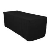 Surmente Black Fitted Tablecloths for 6 Foot Rectangle Tables, Black Table Covers for Weddings, Banquets, or Restaurants