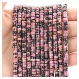 150PCs Natural Black Strip Rhodonite Spacer Beads, Loose Semi Precious Flat Round Gemstone Heishi Disc Stone Beads for Beading Jewelry Making 4mm*2mm 38cm