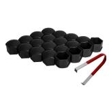 17mm Lug Nut Covers for Wheel Lug Nuts - Universal Wheel Nut Covers Locking Lug Bolt Caps for Au di A3 A4 A5 S5, for Volkswagen VW Passat Tiguan Hex Nuts on Car Rims, with Removal Tool, Black