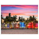 HMDIIMGE Diamond Painting Adult Painting Kits Miami Beach Florida Skyline Tree Travel Home Bedroom Living Room Art Wall Decoration 12x16 Inch
