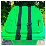 JFOMOYGI 2PCS Metal Double-Claw Trash Can Lock Strap for Animals,Outdoor Racoon Garbage Can Bin Lid Lock Straps Bungee Cord,Trash Can Bin Lid Locks Bungee Cord OutsideãBlack Hooksã- Patented
