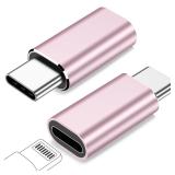 FQSH for Lightning Female to USB C Male Adapter for iPhone 16 15 Pro Max Plus,for iPad Air,for Samsung,Support 27W PD Fast Charging&Data Transfer,Type C Charger Connector Cable,Not for Audio/OTG,Pink