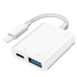 SUNTRSI USB Camera Adapter, Portable USB 3.0 Female OTG Adapter for iPhone, iPad to USB Adapter with Charging Port, No Application, Plug and Play