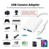 SUNTRSI USB Camera Adapter, Portable USB 3.0 Female OTG Adapter for iPhone, iPad to USB Adapter with Charging Port, No Application, Plug and Play