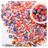 BERMRO 200pcs Polymer Flag Beads Mixed Heishi for Jewelry Making Bracelets Bulk
