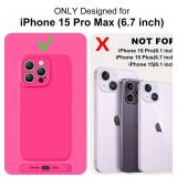 Ktele Compatible with iPhone 15 Pro Max Case, Silicone Upgraded [Camera Protection] [Soft Microfiber Lining] Full Covered Slim Gel Rubber Case iPhone 15 ProMax 6.7 inch - Hot Pink