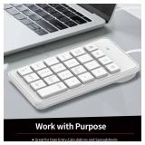 LOONASA Wired USB C Number Pad - 23 Keys Type C Numeric Keypad Upgraded 10 Key USB Keyboard Financial Accounting Numpad for Laptop, PC, MacBook, Notebook, Desktop,Surface Pro - White