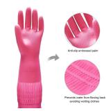 Bamllum 3 Pairs of Rubber Dishwashing Gloves for Kitchen and Household Cleaning â Long Cuff 15\", Reusable, Flexible Long-lasting and Non-Slip (Red+Yellow+Green, Medium)