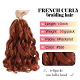 WIPPORYA French Curly Braiding Hair 12 Inch 6 Packs Black Loose Wave Bouncy Crochet Hair Pre Stretched 50g/pack Yaki Curly Hair for Black Women Hair Extensions (12inch #350)