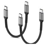 6 Inch USB C Charger Cord, 2 Pack Short USB C to C Cable Braided Fast Charging USBC Cable Compatible with iPhone 15 Samsung Galaxy S23 Ultra Google Pixel