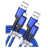 JSAUX Micro USB Cable for Android, (2-Pack 6.6FT) Kindle Charger Cord Replacement, Nylon Braided USB Micro Charging Cable Compatible with Galaxy S7 S6 J7 Edge Note 5, Kindle, MP3-Blue